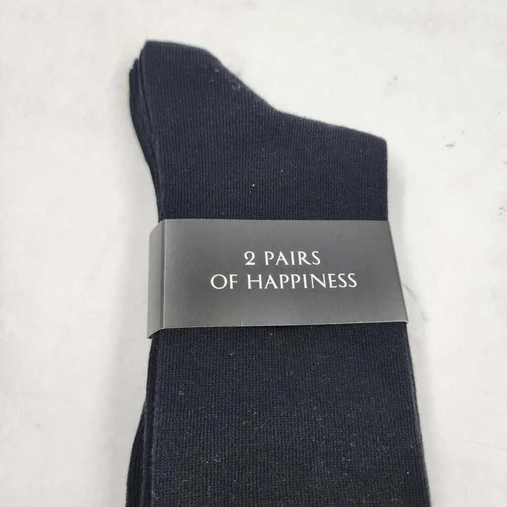 Falke 2 Pairs Happy Crew Socks Men's US 9.5-12/EU 43-46 Black Ribbed Cuff